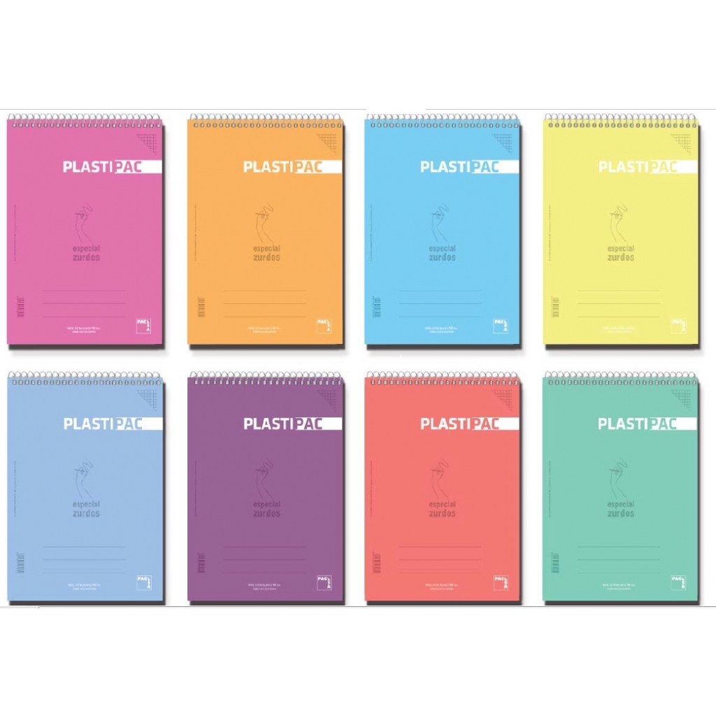 Bloc Plastipac zurdos Folio C4 80 hojas surtidos