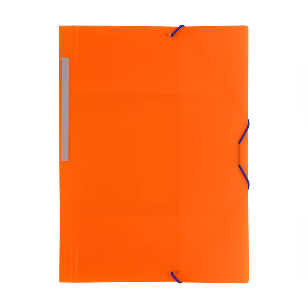 Carpeta gomas 3 solapas A4+ PP naranja translúcido