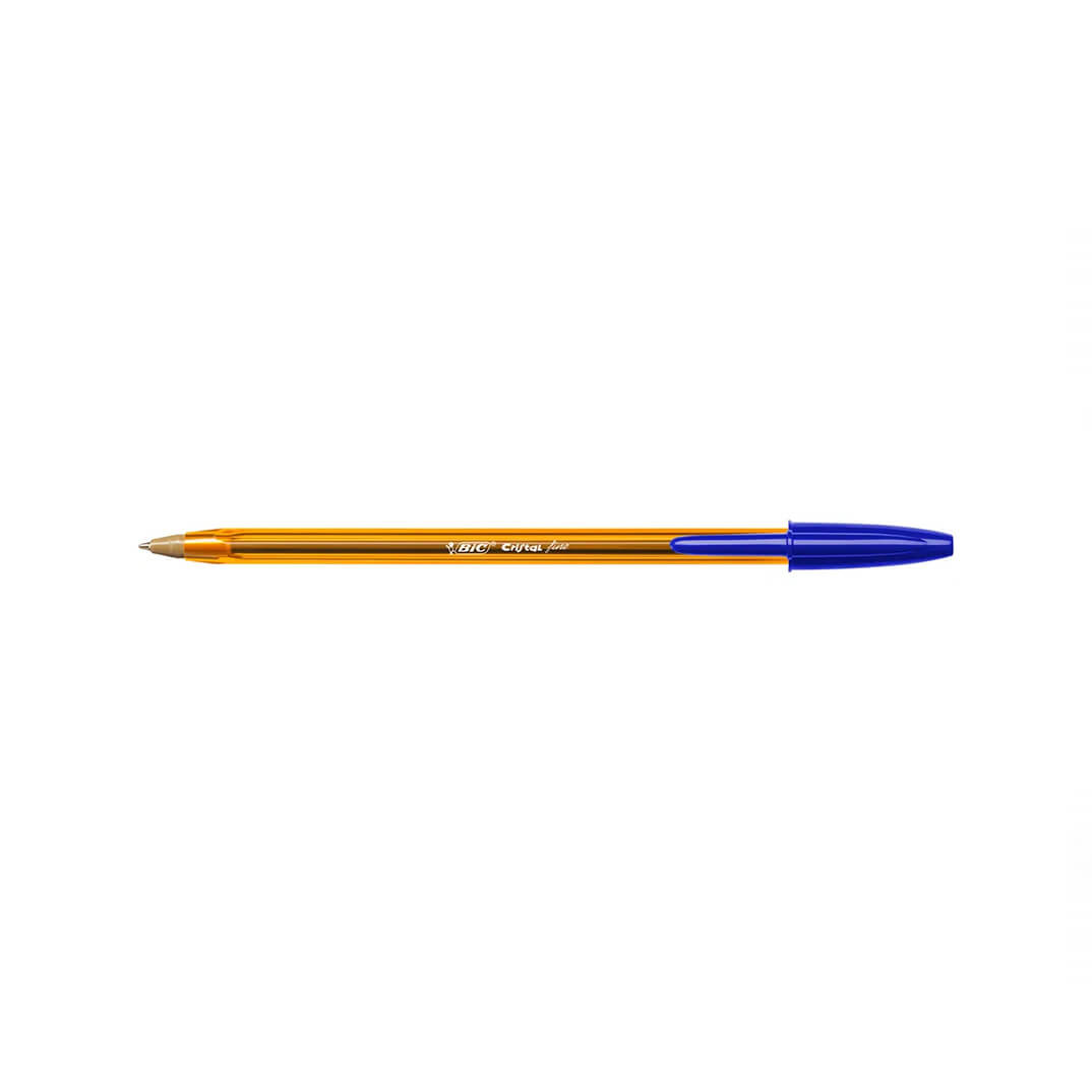 Bolígrafo Bic naranja punta fina azul