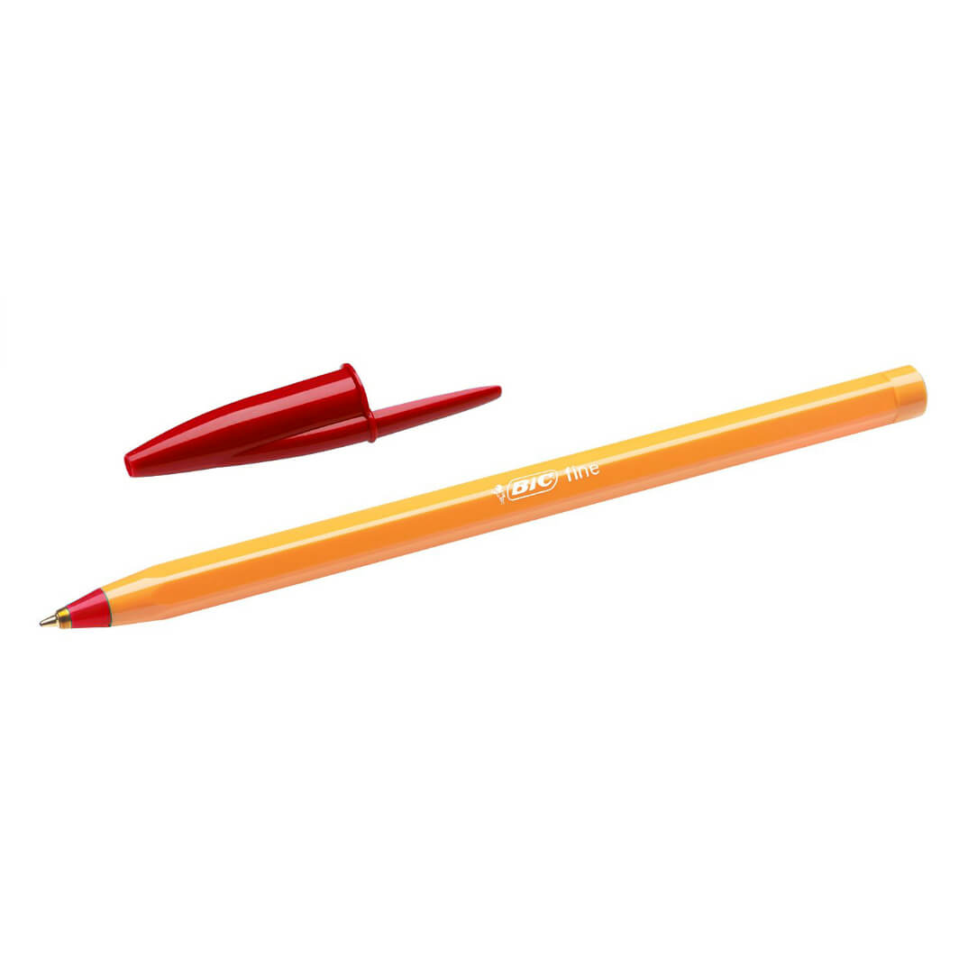 Bolígrafo Bic naranja punta fina rojo