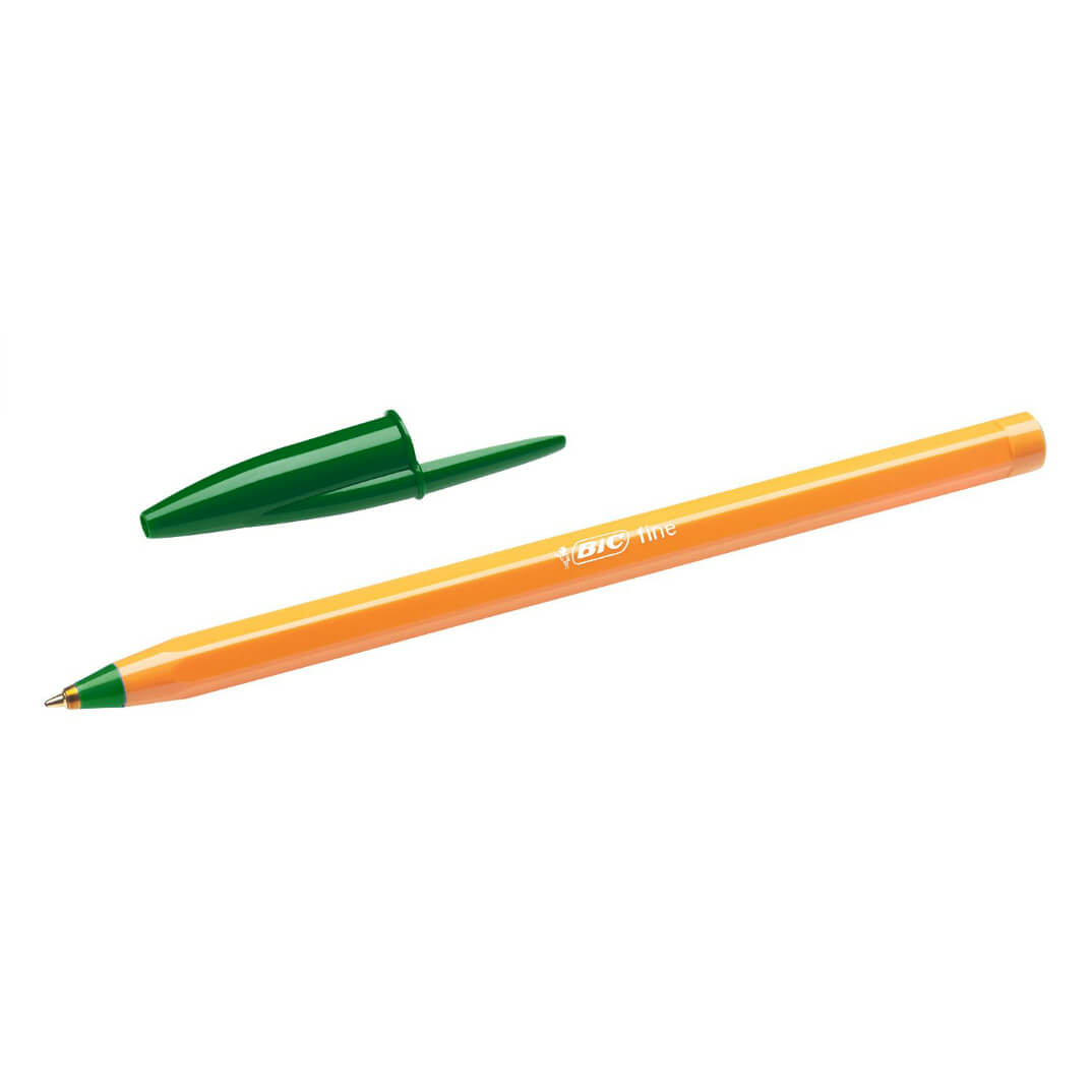 Bolígrafo Bic naranja punta fina verde