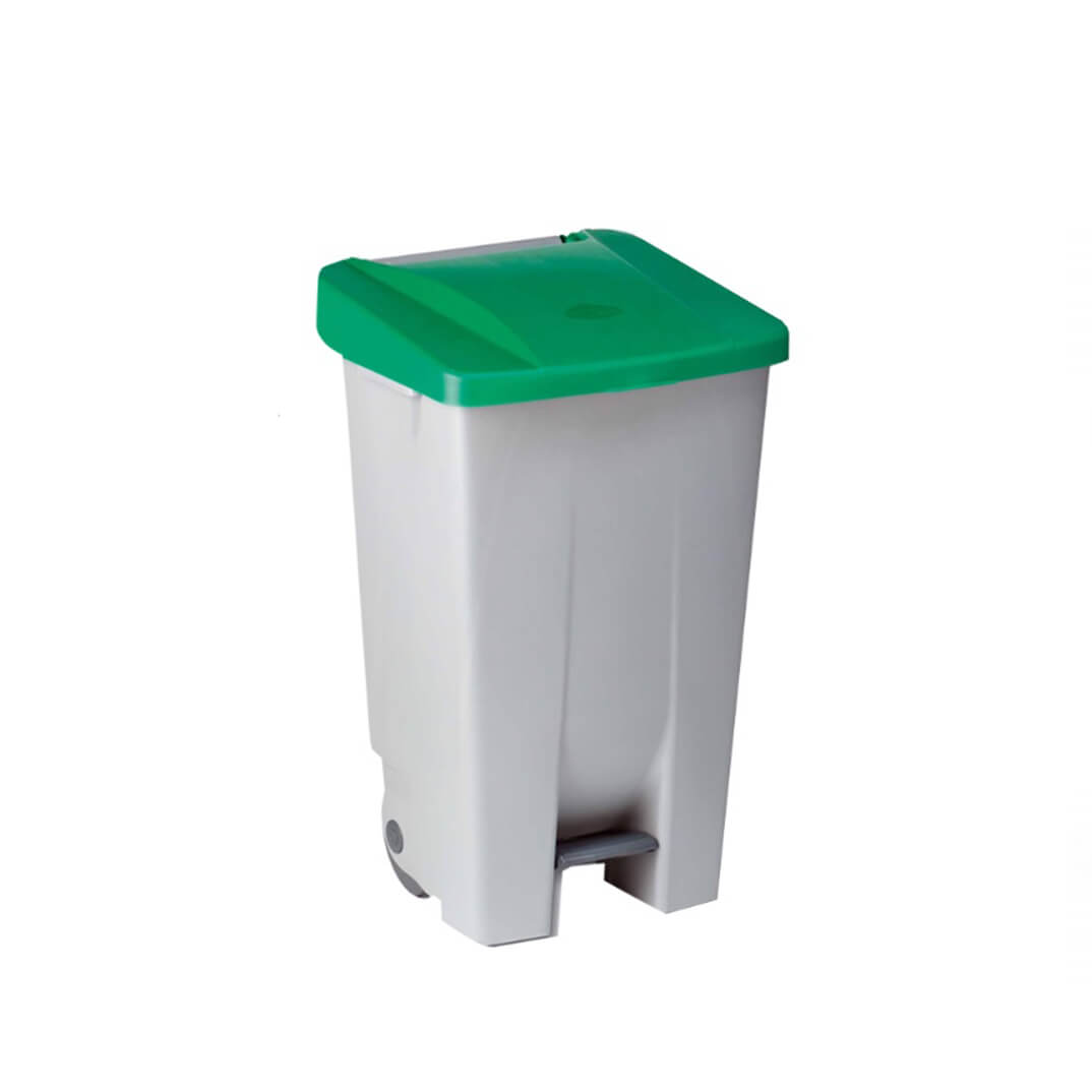 Contenedor con tapa, ruedas y pedal 120l