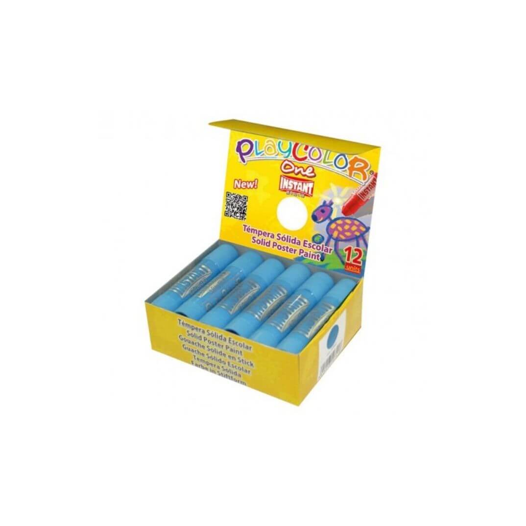 Estuche 12 témperas sólidas Playcolor azul claro
