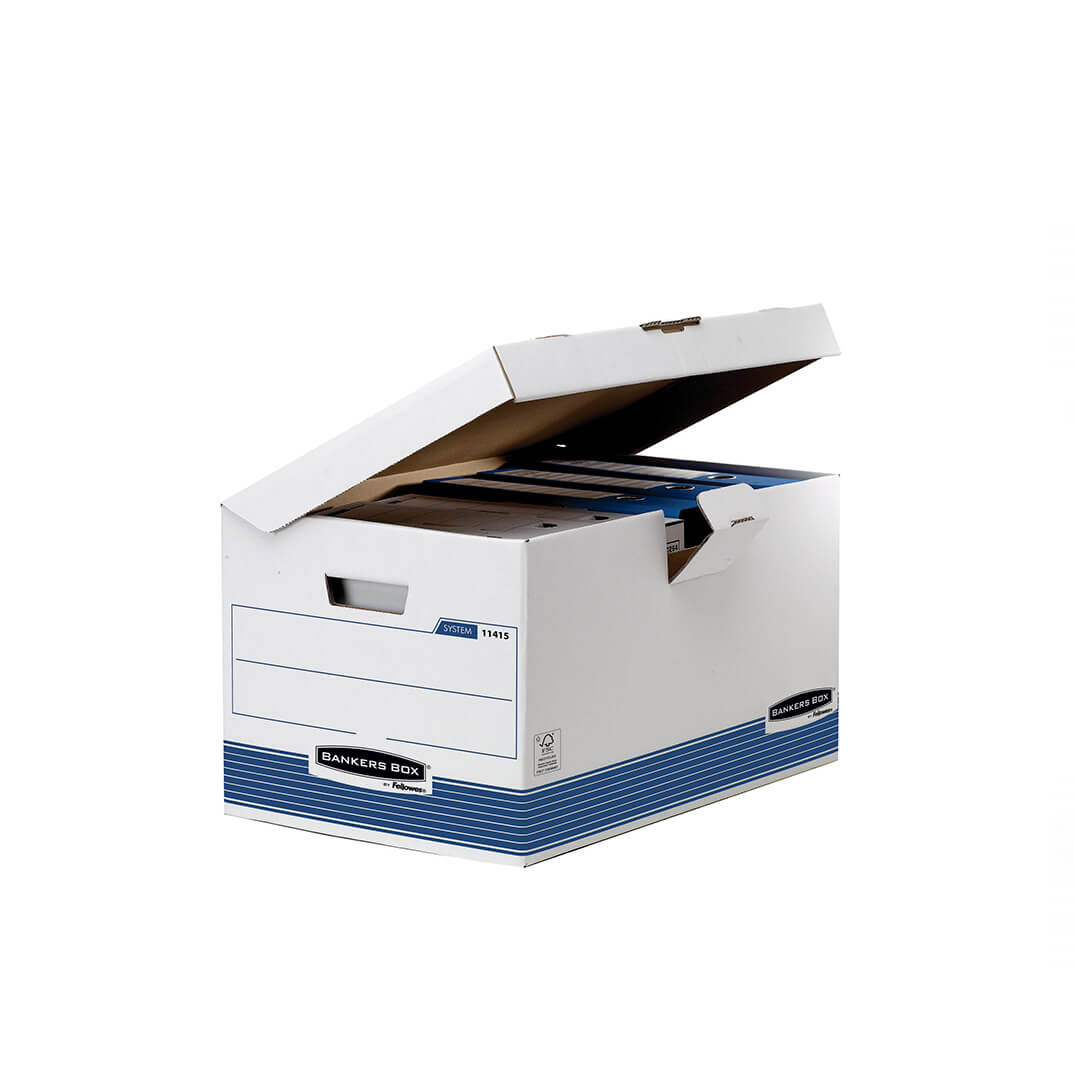 Maxi contenedor de archivos con tapa fija azul
