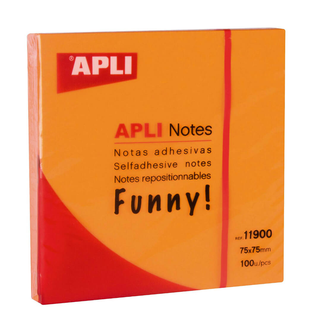 Bloc notas adhesivas Apli 75x75 naranja brillante