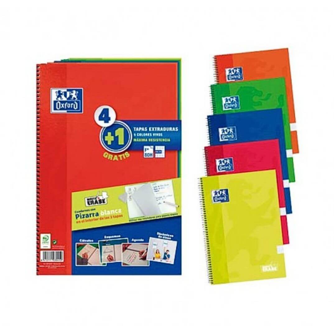 Pack 4+1 llibretes espiral Oxford tapa dura 4X4