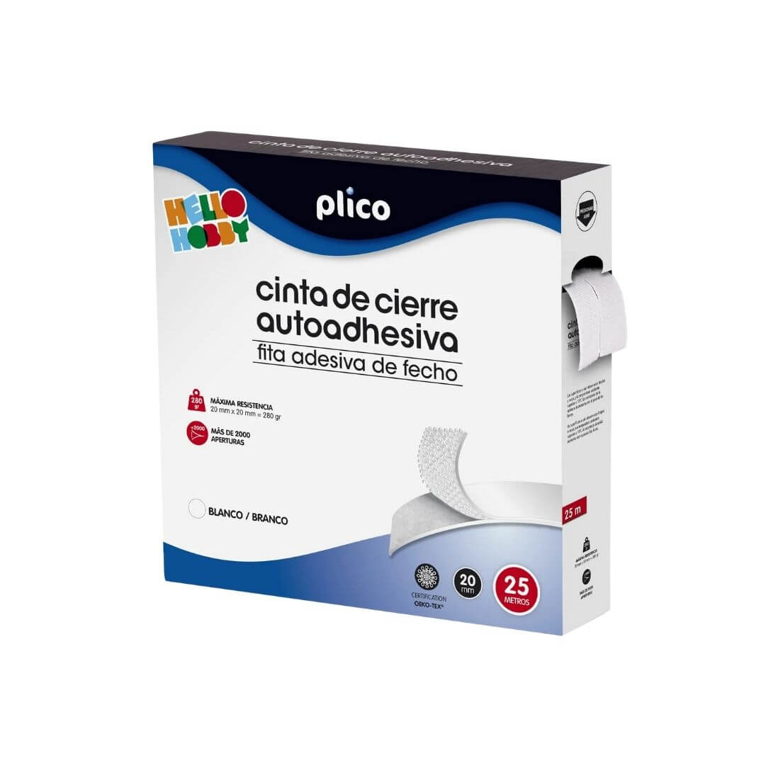 Cremallera textil autoadhesiva Plico blanco 25m