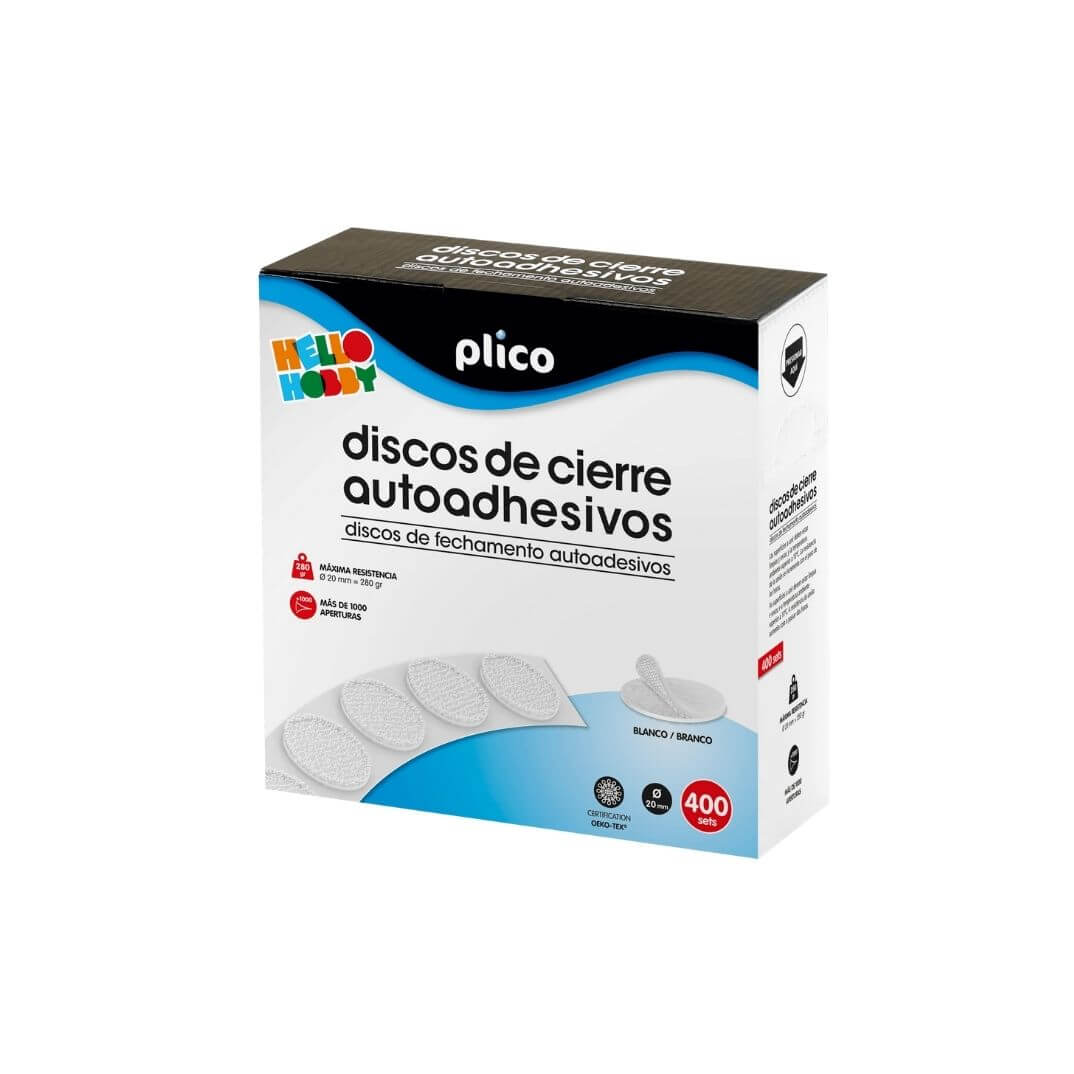 Discos cierre textil Plico 20mm autoadhesiv blanco