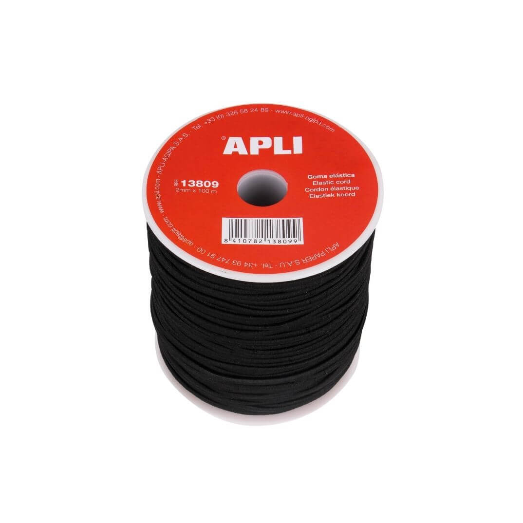 Bobina de cuerda elástica Apli negra 2mm x 100m