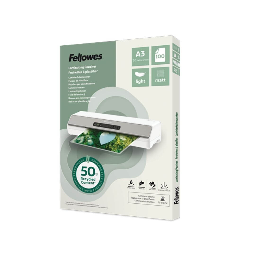 100 fundas plastificar 50% reciclado A3 Mate