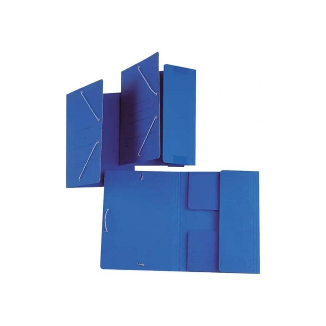 Carpeta cartón Folio bolsa gomas azul
