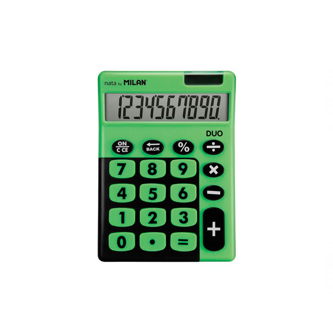Calculadora Milan 10 dígitos teclas grandes verde