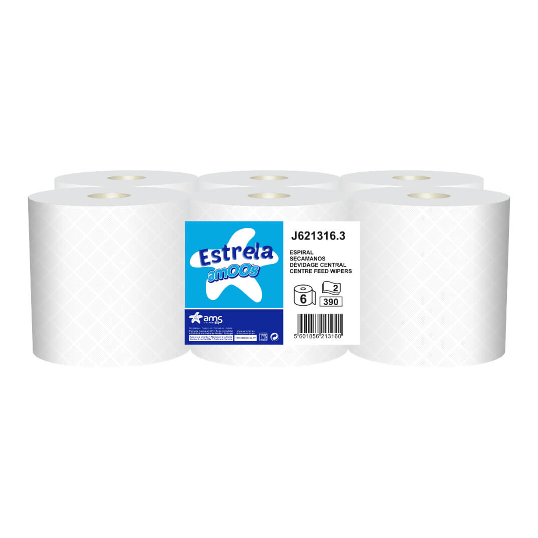 Bobina papel secamanos en mecha 130m (pack 6)