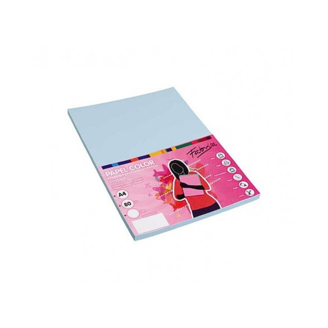 Paper 80g A4 100 hojas color azul claro Fabrisa