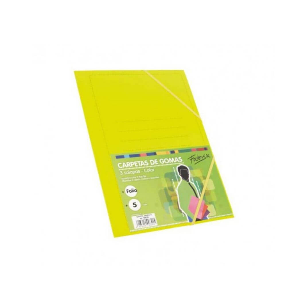 Carpeta de gomes i solapes Fabrisa cartró Groc