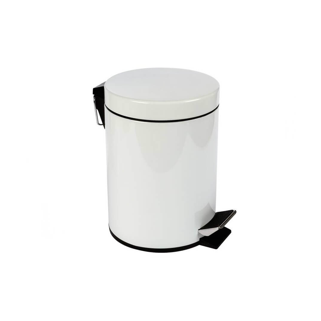Papelera redonda con pedal blanca 5 litros