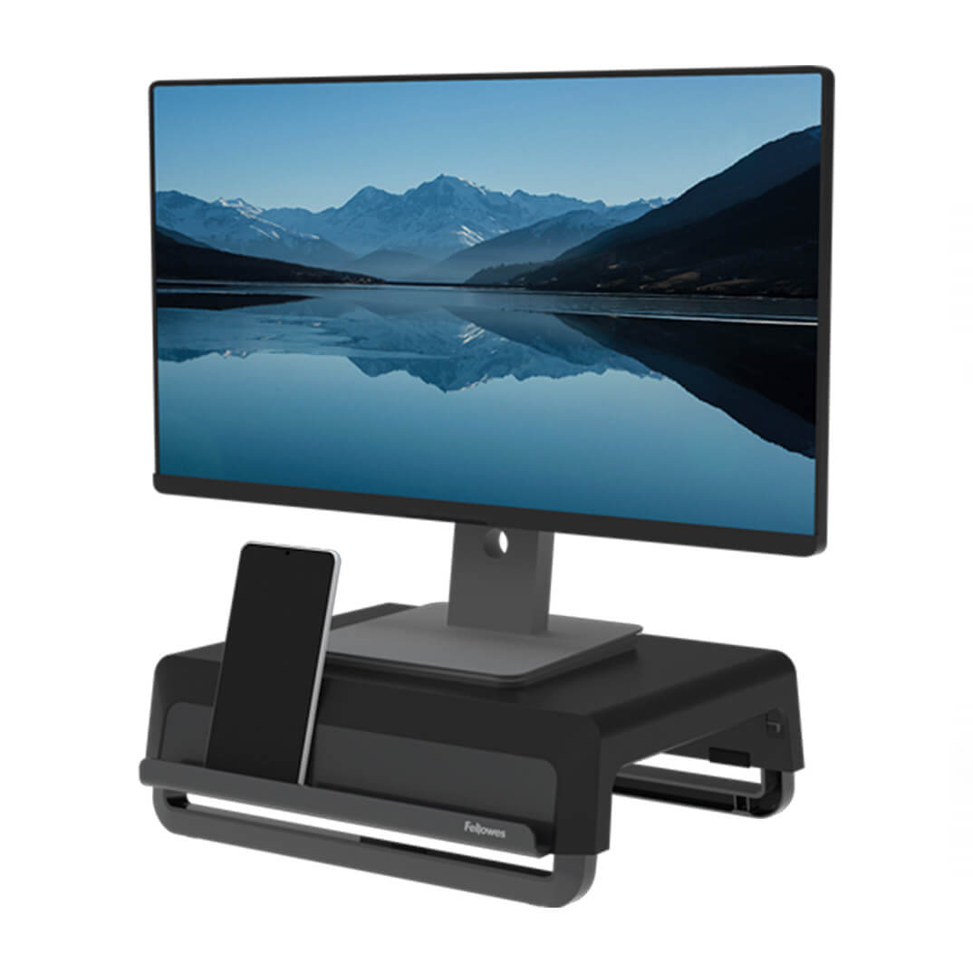 Soporte elevador monitor recicable Breyta negro