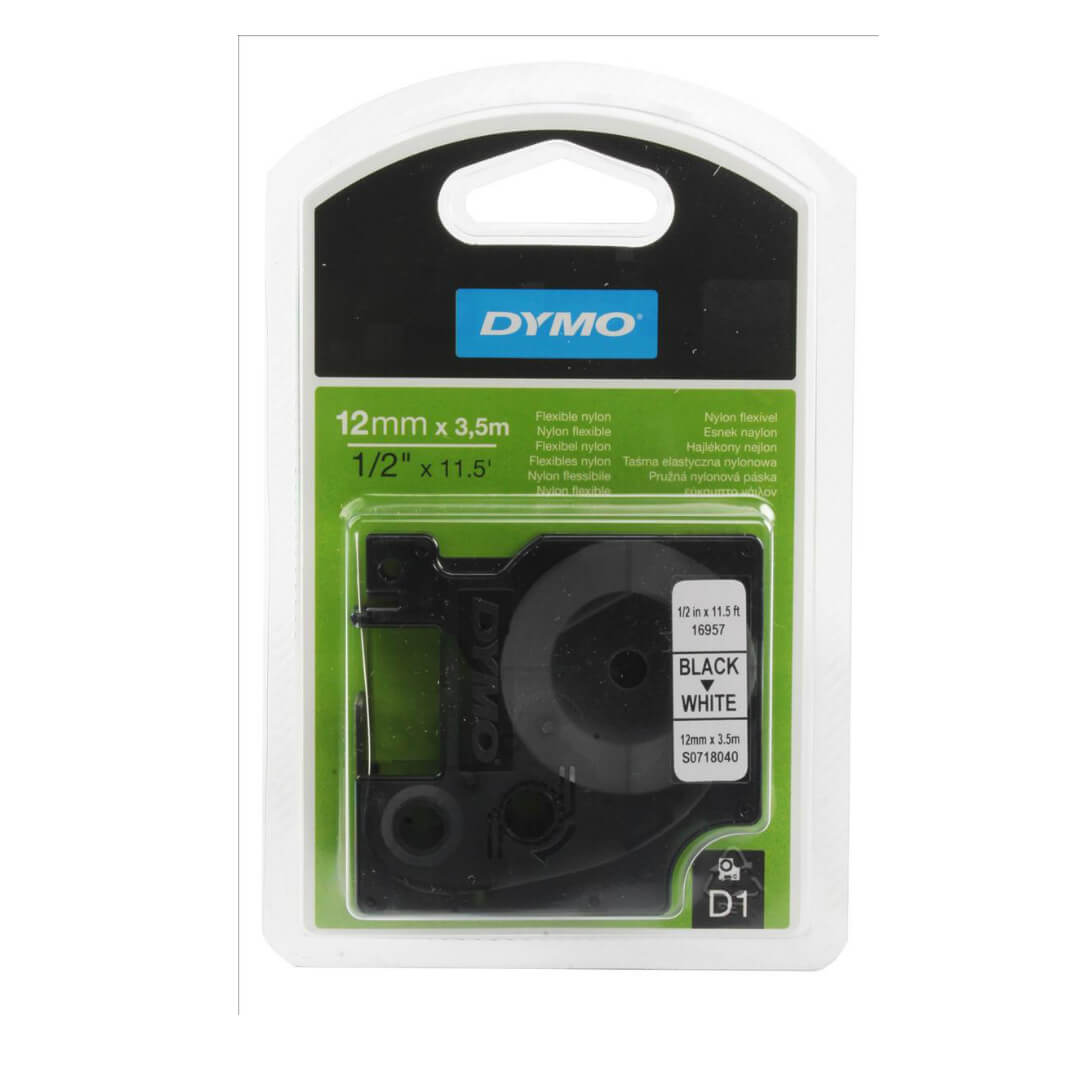 Cinta Dymo D1 6mm negre/blanc