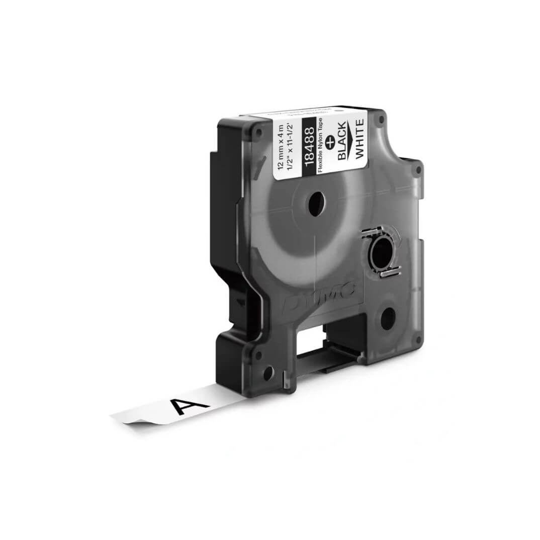 Cinta Dymo rhino 24mm nylon flexible negro/amarill