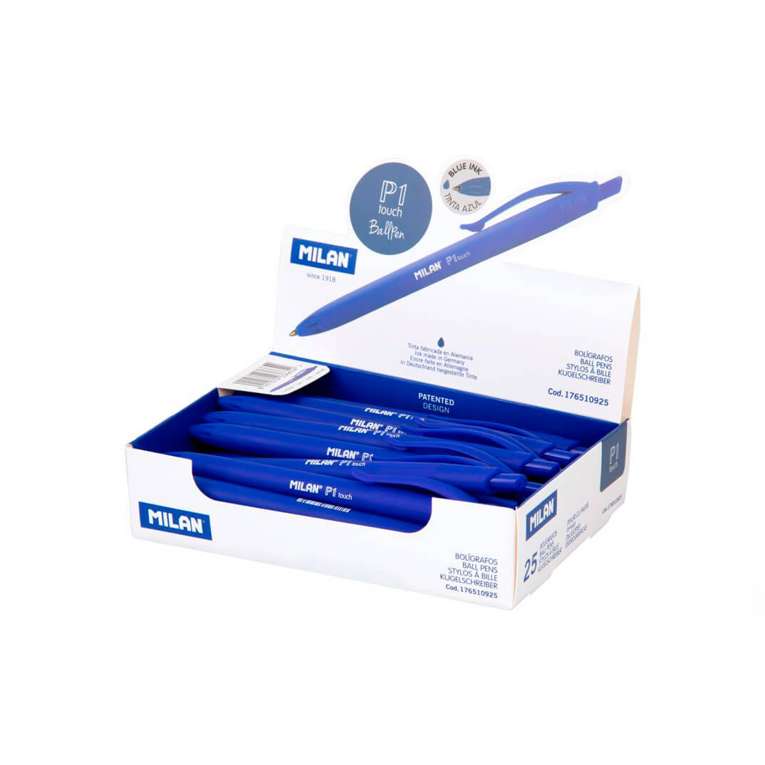 Caixa 25 boligrafs Milan P1 Touch blau