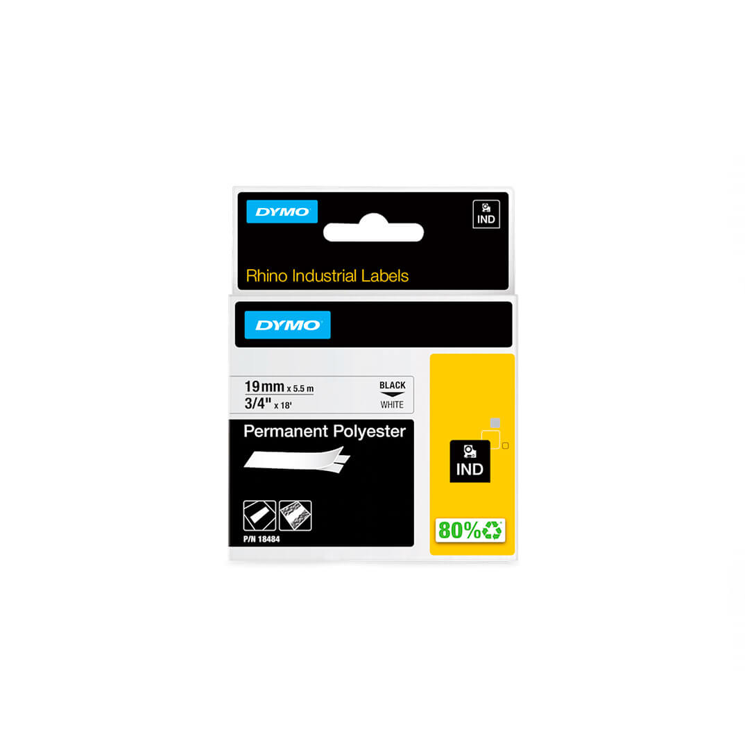 Cinta Dymo rhino ID1-19 mm blanco polyester