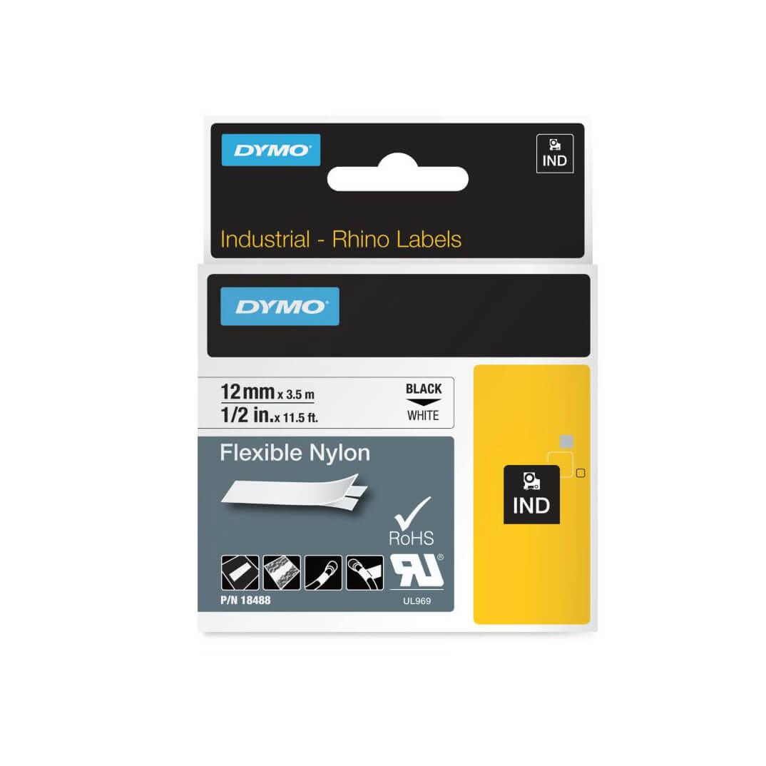Cinta Dymo rhino ID1-12 mm blanco nylon