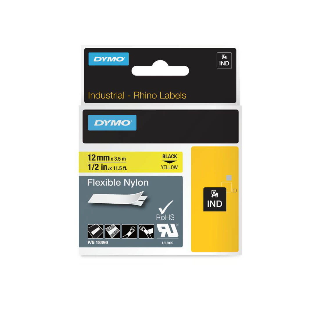 Cinta Dymo rhino ID1-12 mm amarillo nylon