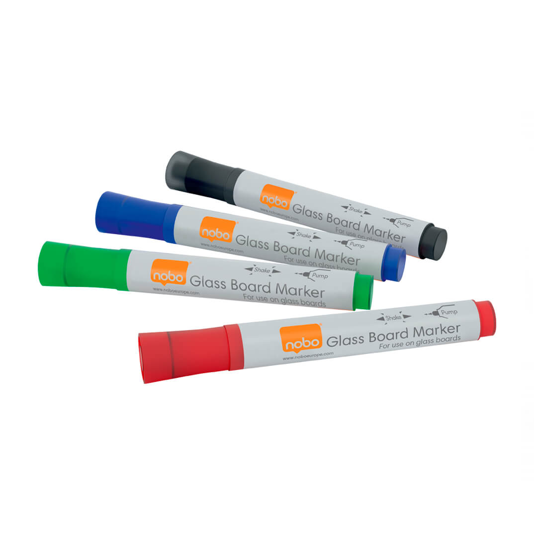 Pack 4 rotuladores Nobo surtidos pizarra cristal