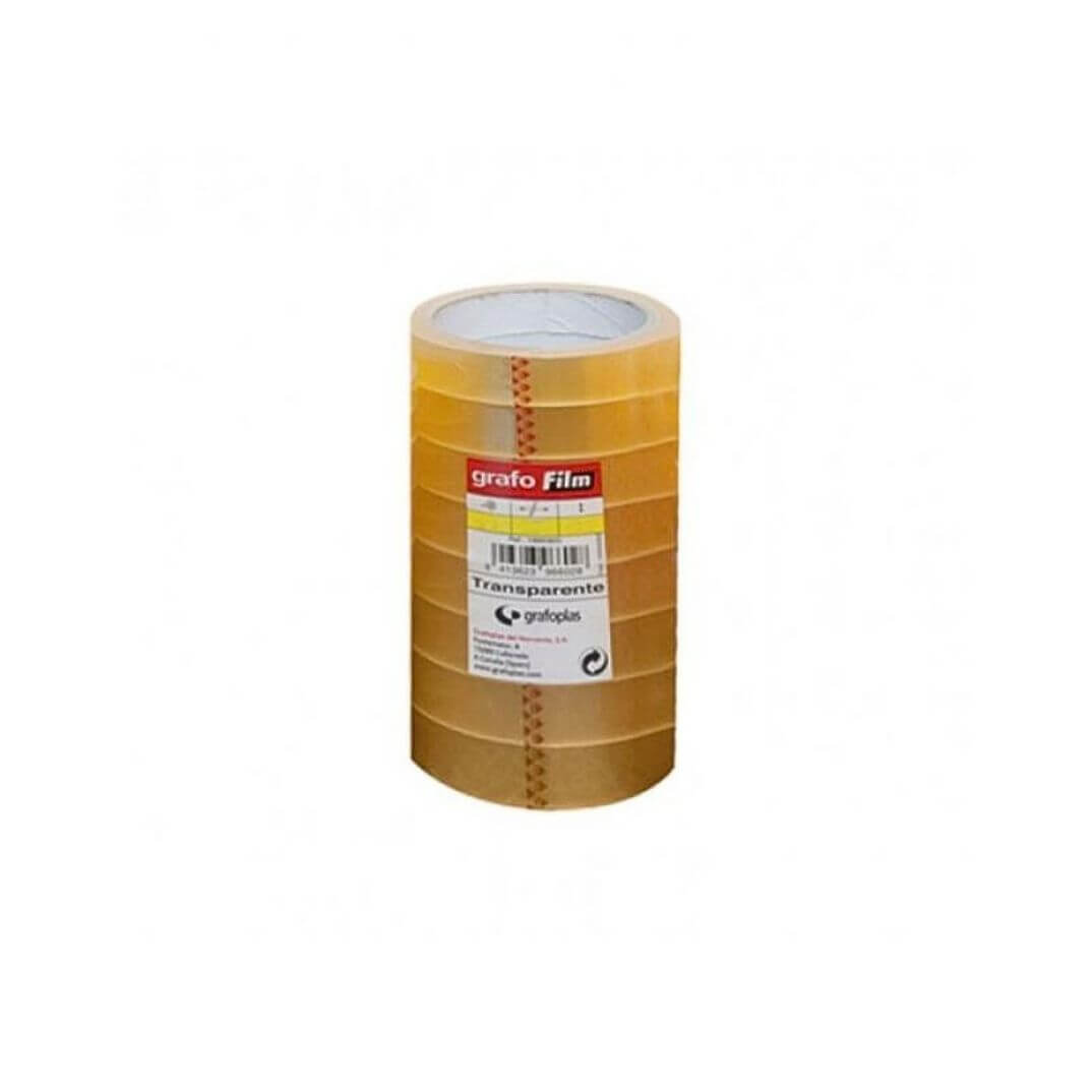 Pack 8 cinta adhesiva caramelo  19mm x 66m transp.