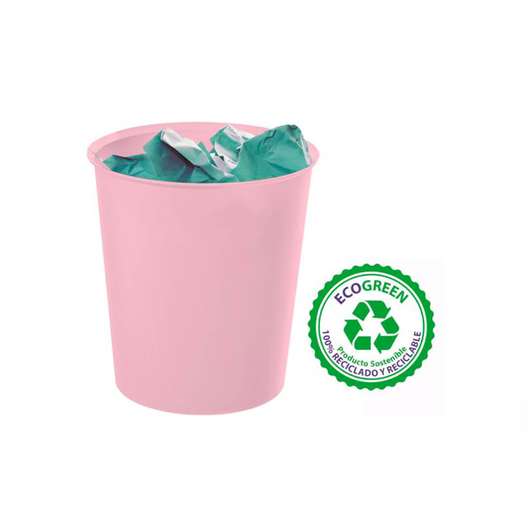 Papelera Archivo 2000 Ecogreen 18l rosa pastel