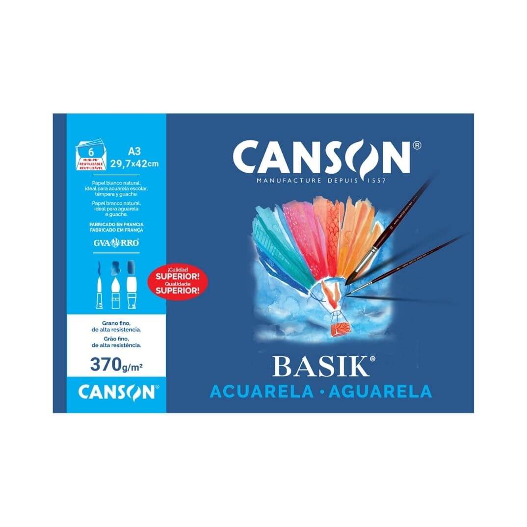 Minipack Canson Guarro Acuarela Basik 370g A3