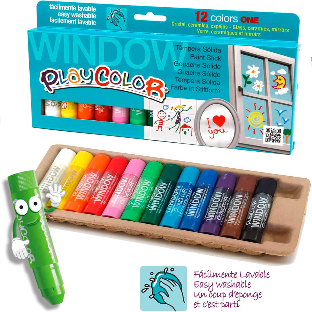 Estuche 12 colores témpera Playcolor para cristal