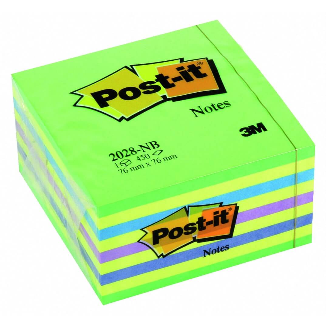 Bloc notes POST-IT® 2028NB 76x76 verd i blau neó