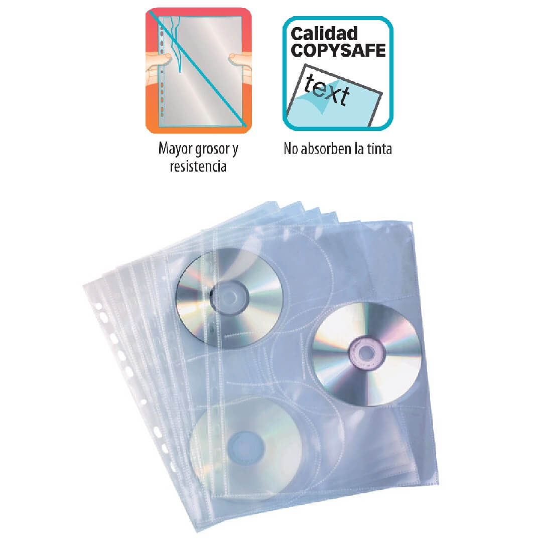 Paquet 10 fundes A4 multitrepant PP 3 CDs