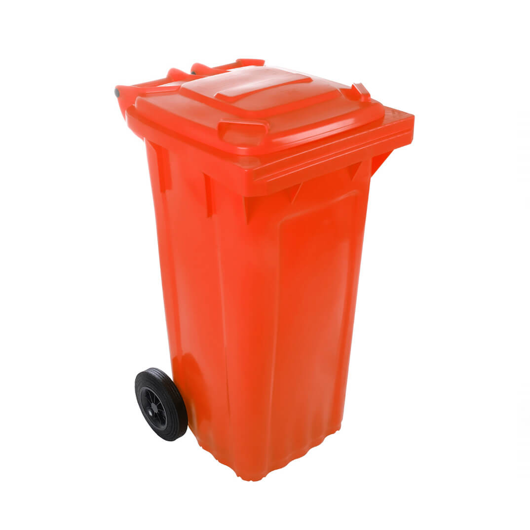 Contenedor residuos con ruedas naranja 120 litros