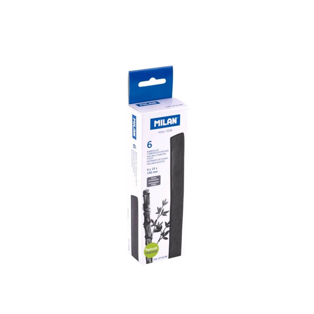 Caja 6 barritas carboncillo Milan 15x4 mm