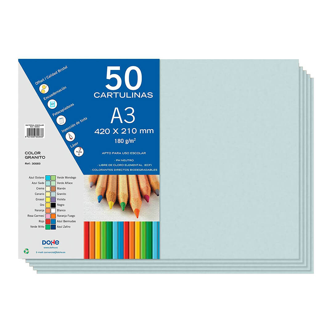 Cartulina A3 180g granito (pack 50)