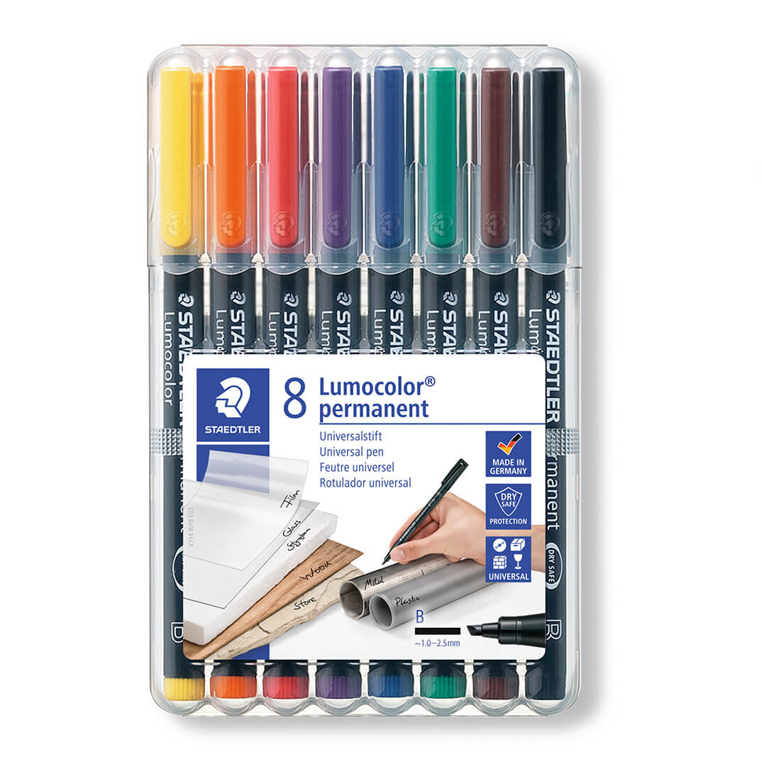 Estoig 8 retoladors Staedtler LUMOCOLOR® gruixuts