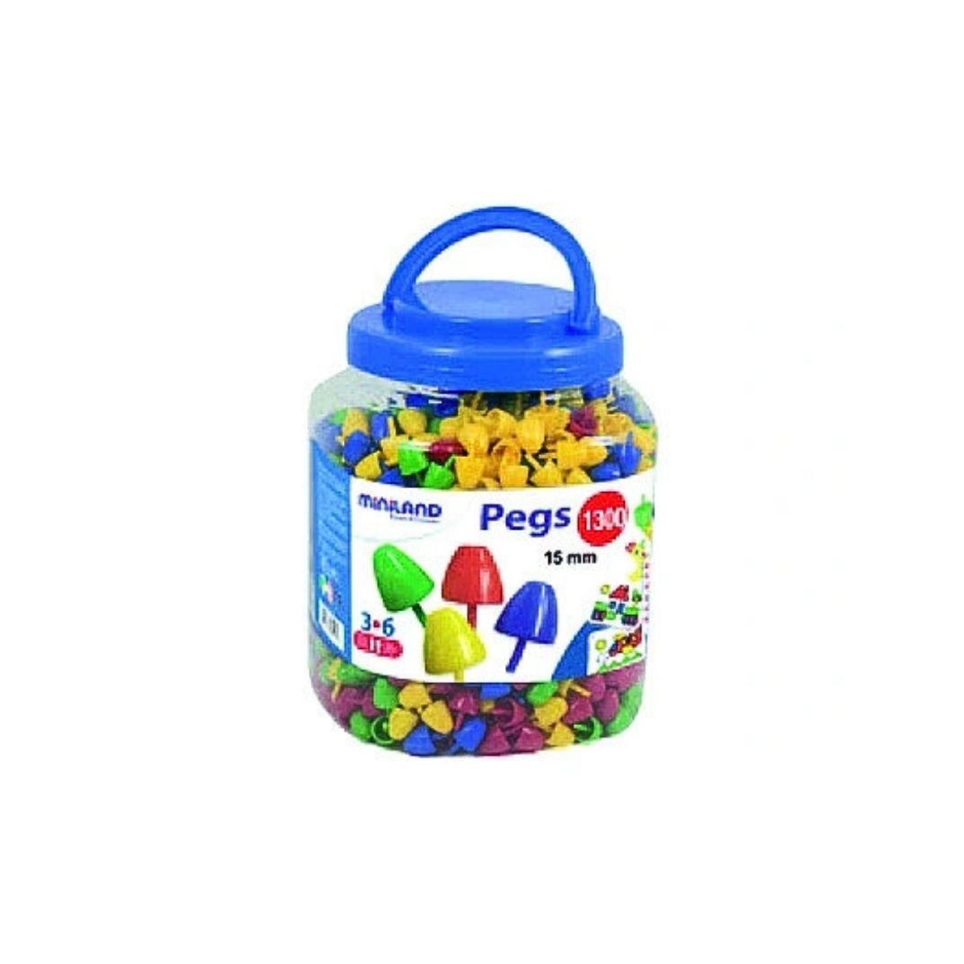 Juego Miniland pegs bote de 1300 piezas
