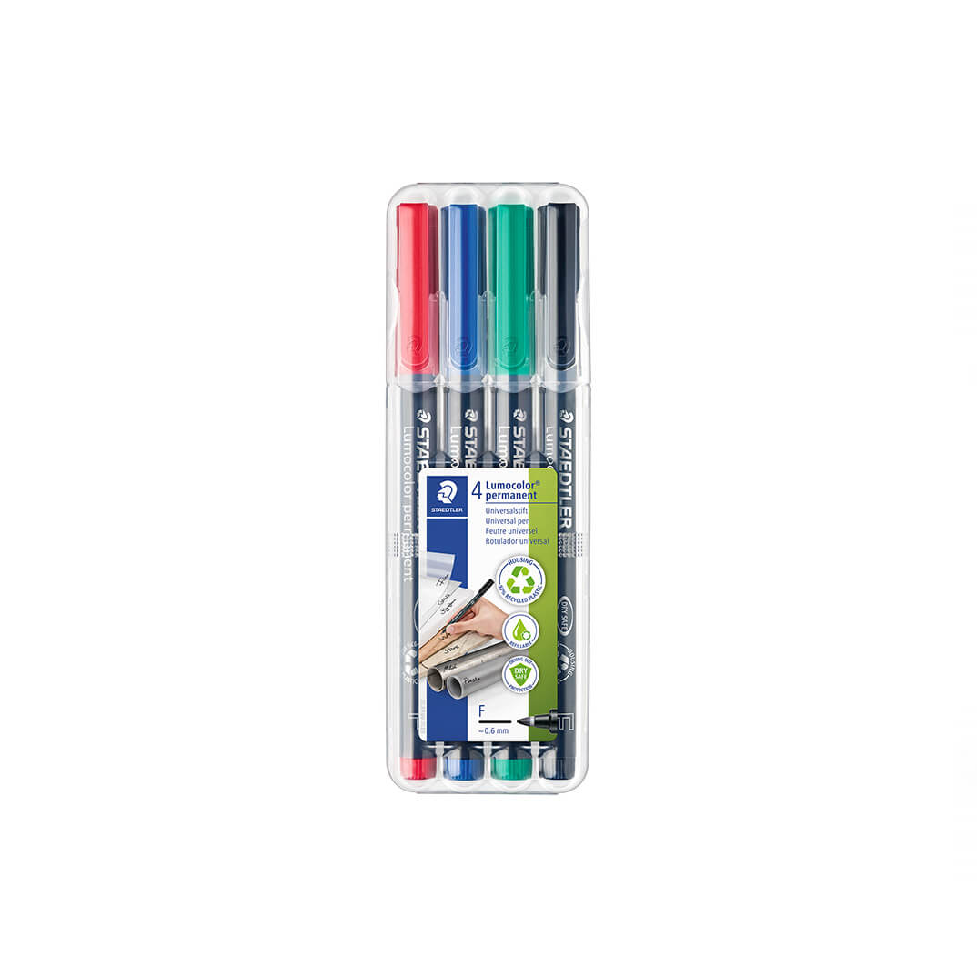 Estoig 4 retoladors Staedtler LUMOCOLOR® fins