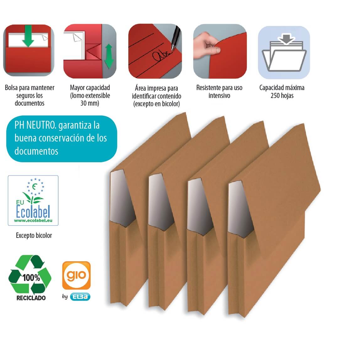 Subcarpeta pocket fuelle 30mm kraft bicolor