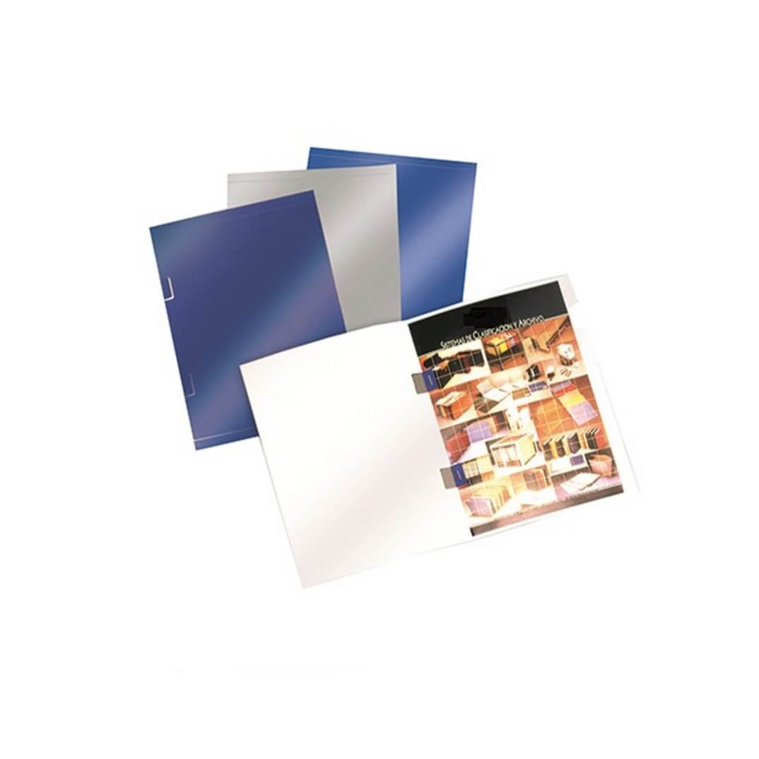 Pack 25 subcarpetas brillo para grapar azul