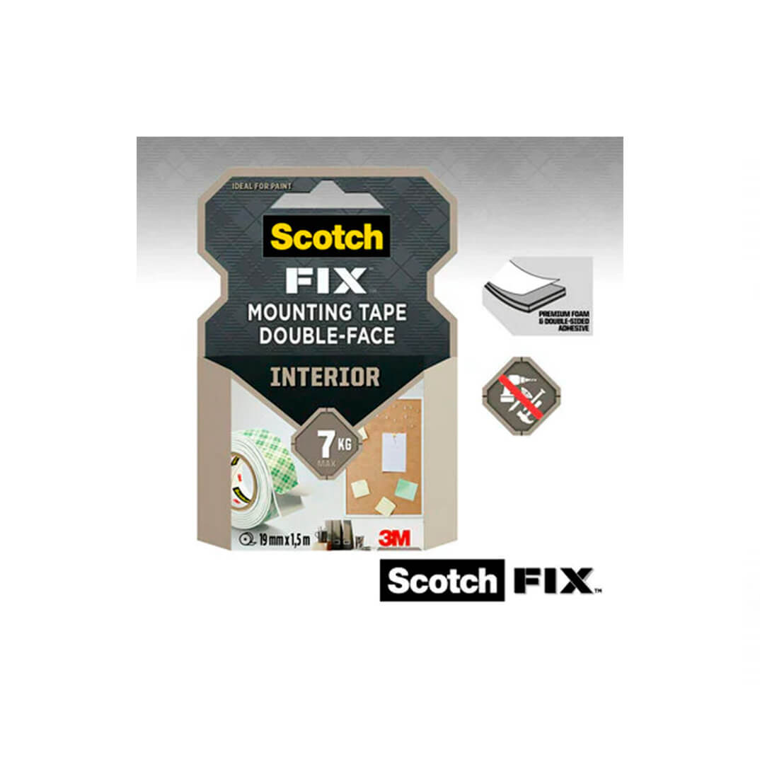 Cinta soporte fijaciones blanca Scotch 19mm x 1,5
