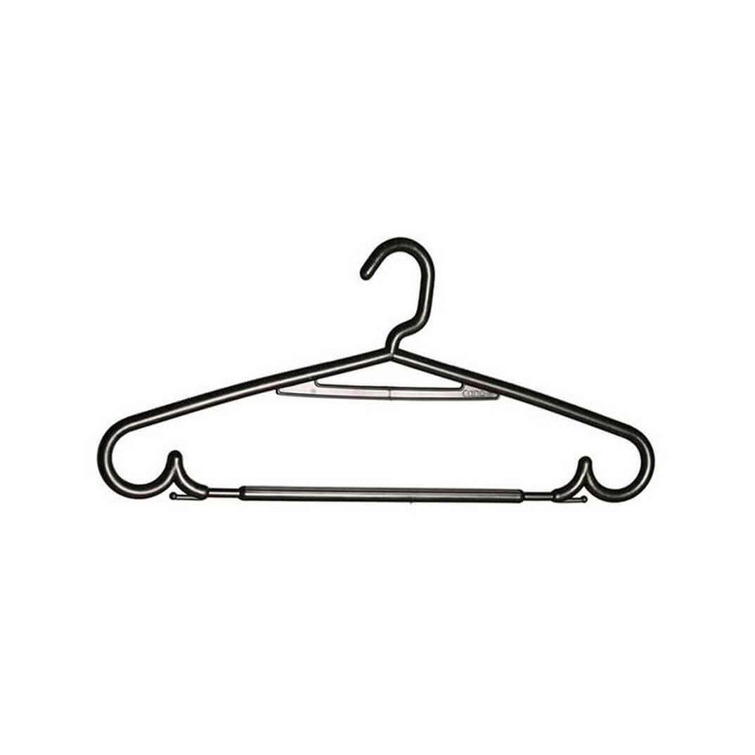 Percha plástico negra con barra (43cm)