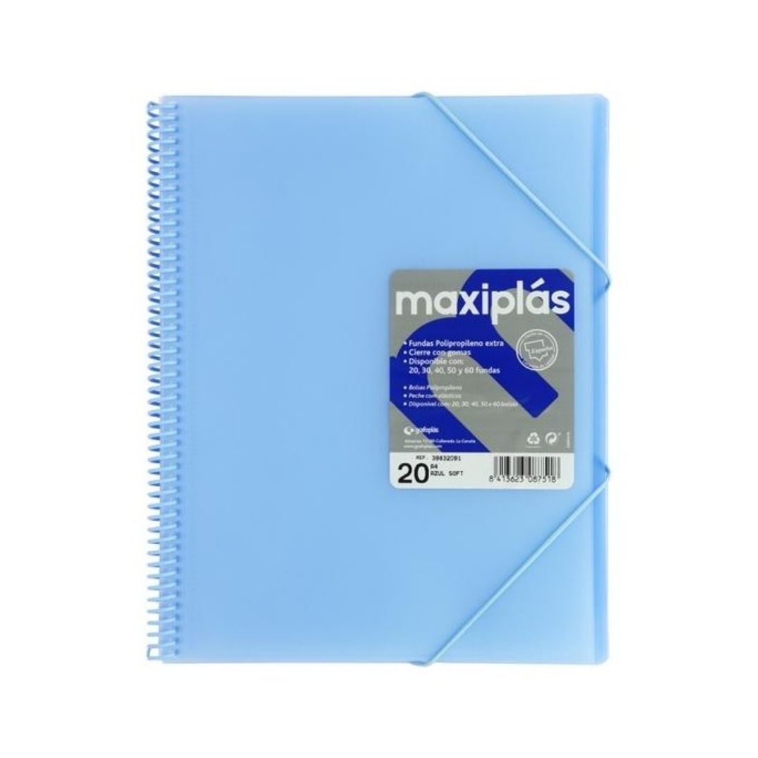 Carpeta de 20 fundes amb sobre A4 blau