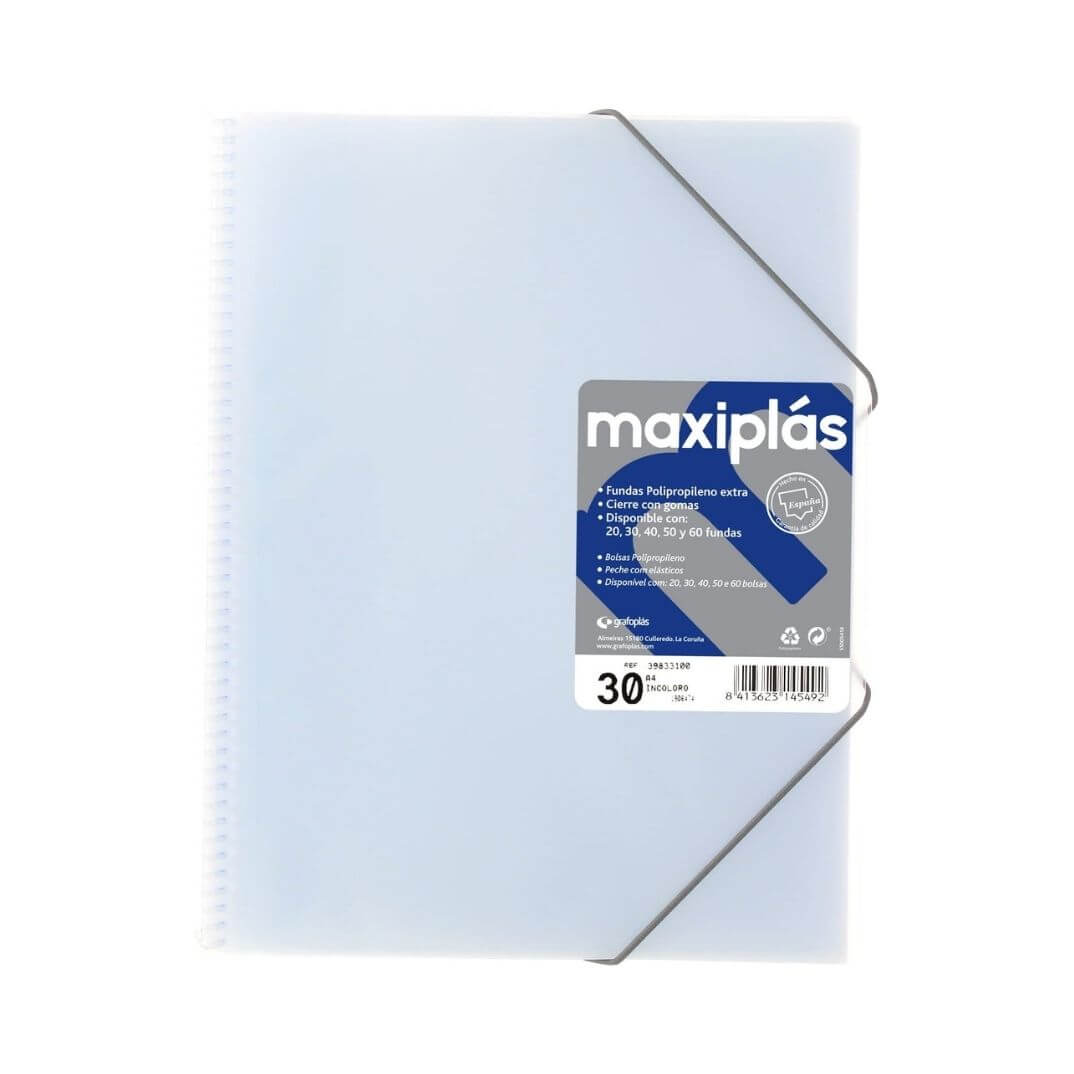 Carpeta de 30 fundes amb sobre A4 Transparent