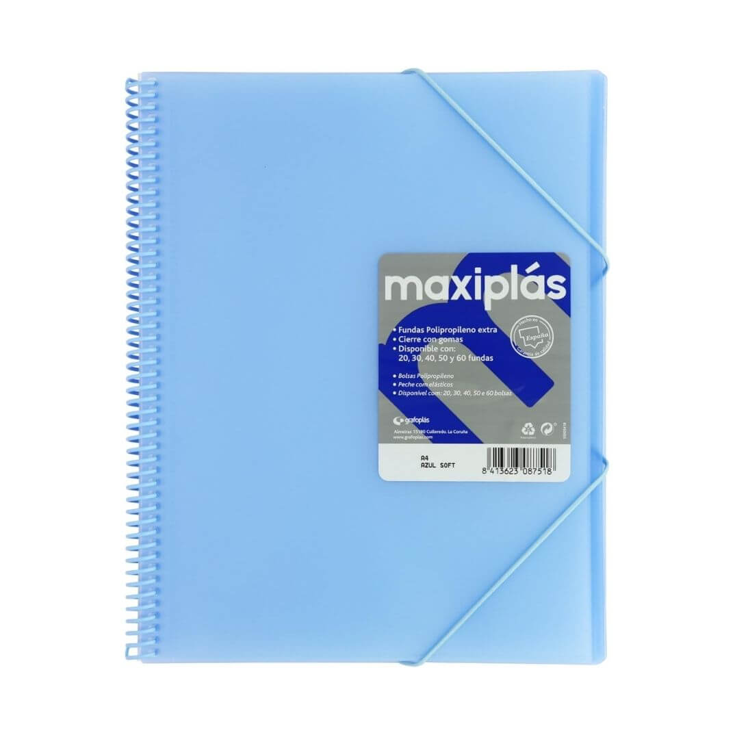 Carpeta de 30 fundes amb sobre A4 azul