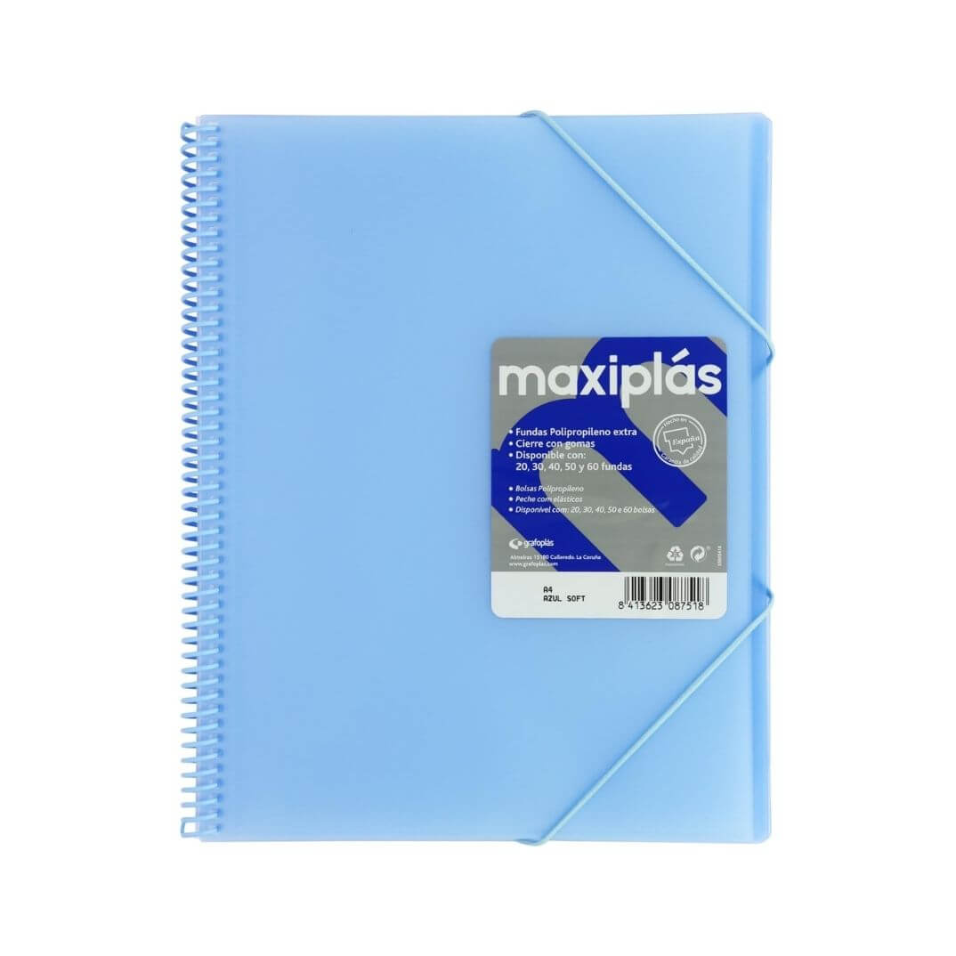 Carpeta de 40 fundes amb sobre A4 azul