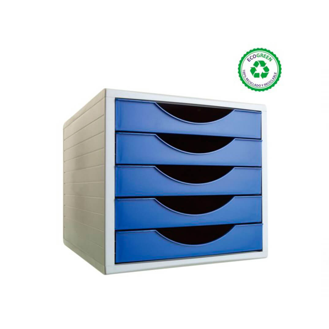Modul 5 calaixos gris/blau opac apilable