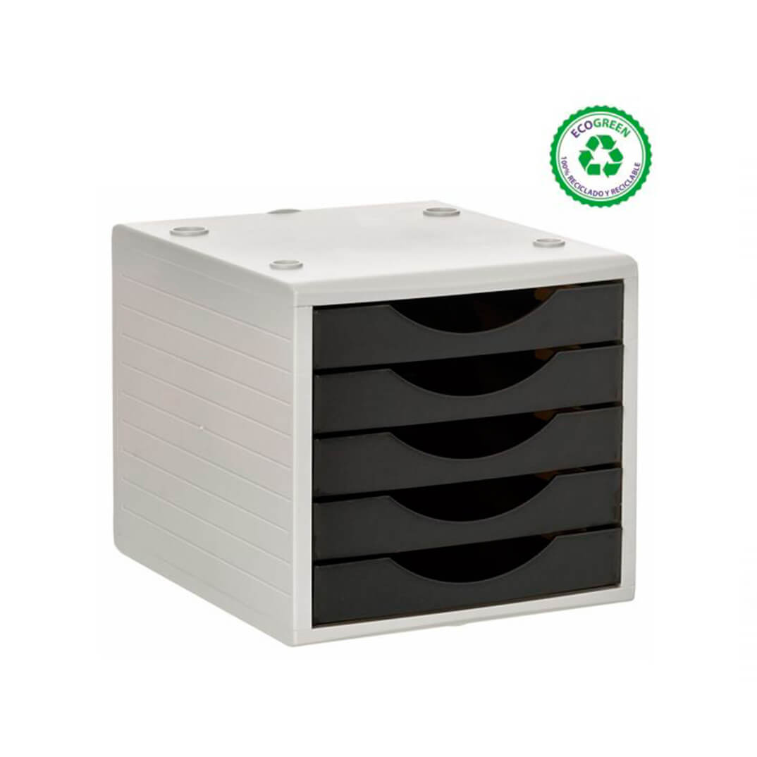 Mòdul 5 calaixos gris/negre opac apilable